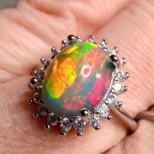 2.1 carat Ethiopian opal adjustable ring in 925
